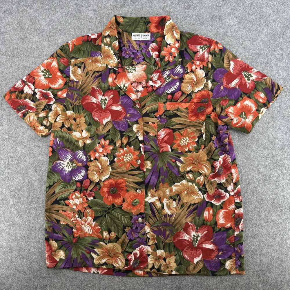 Vintage Floral Multicolor Button Down Alfred Dunner Top Womens 10 Short Sleeve